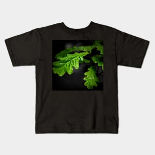 Raindrops On Oak Leaves Kids T-Shirt